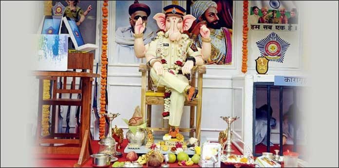 lord ganesh in police dress