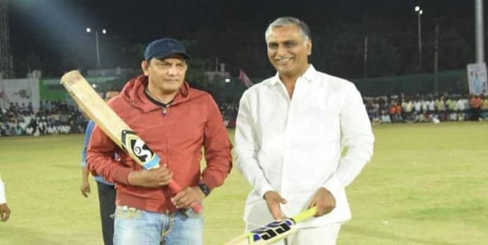 Harish Rao Bating with Azharuddin